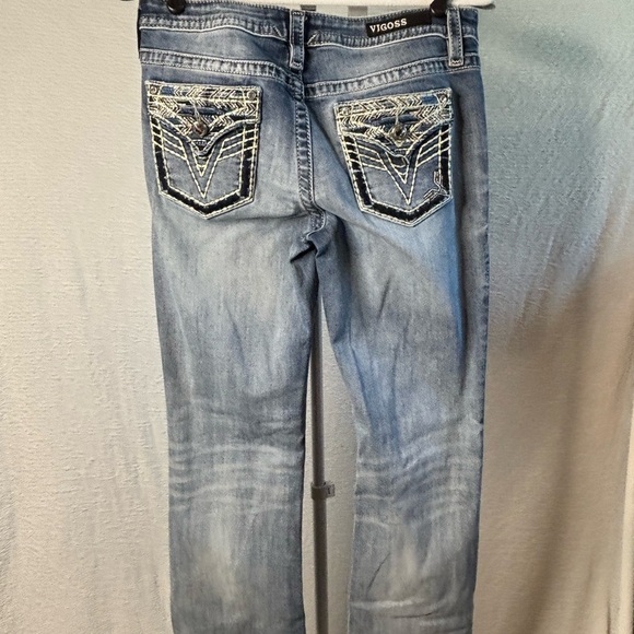 Vigoss Heritage Fit Dallas Bootcut – Distressed-Embellished Pockets – Sz 7/8 - Picture 2 of 16